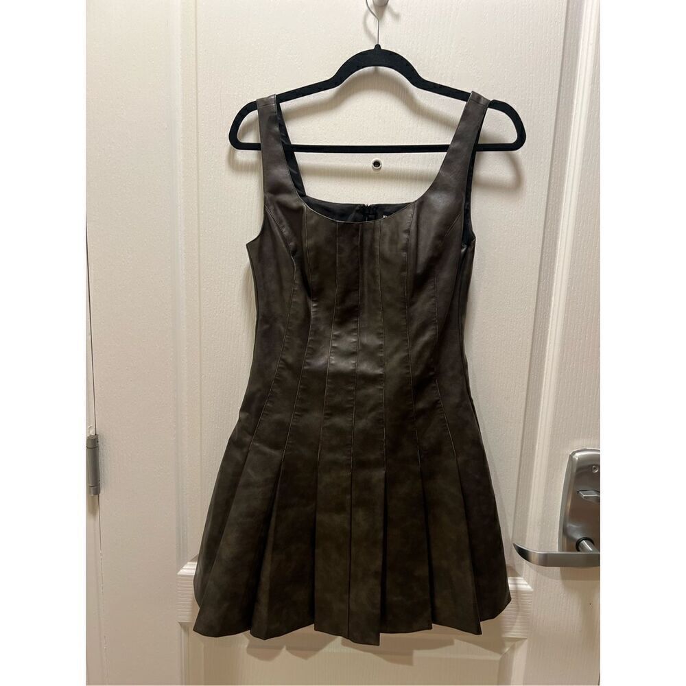 EN SAISON Drew Faux Leather Minidress in Dark Brown Size S NWT$146 - Picture 6 of 11